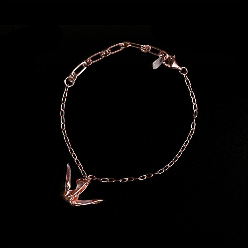 Origami Crane Bracelet Silver 99.9 ROSE GOLD 18k Gold Plated Silver - Bracelets - Sterling Silver Pink