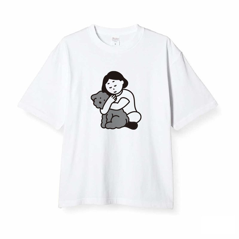 Two of Us Oversized T-shirt - 帽T/大學T - 棉．麻 白色