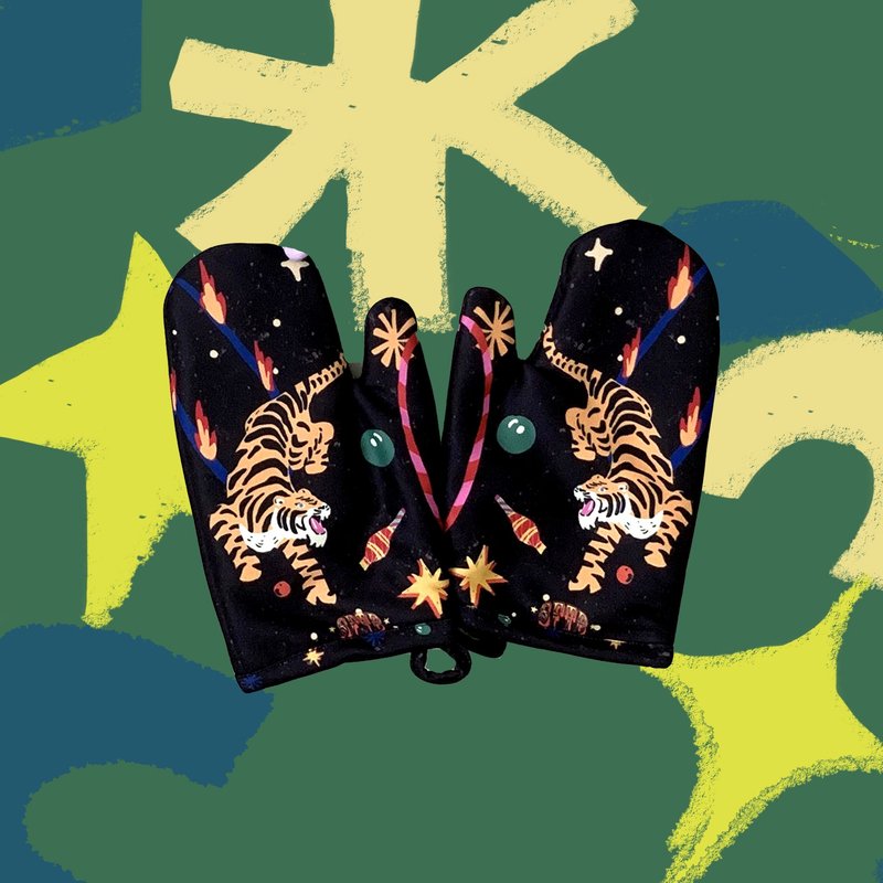 Twin Tigers Oven Mitt - 手套 - 聚酯纖維 多色