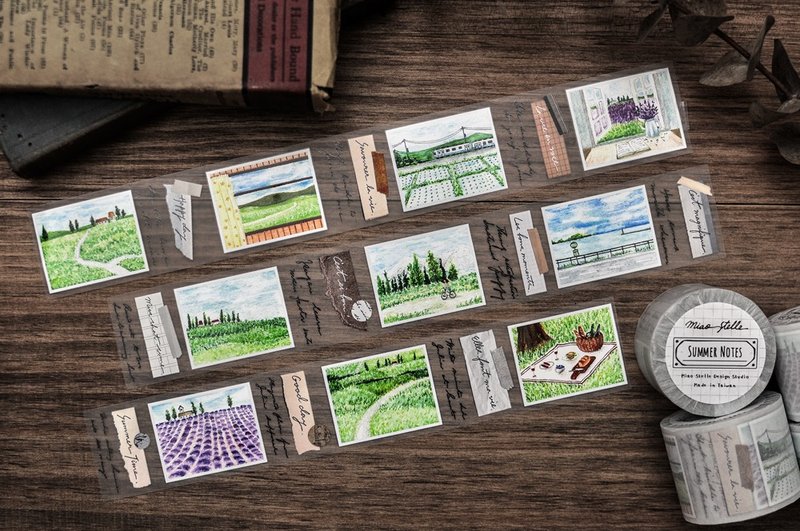 Summer Notes / 夏日手札紙膠帶 - 4cm - 紙膠帶/和紙/PET - 塑膠 多色