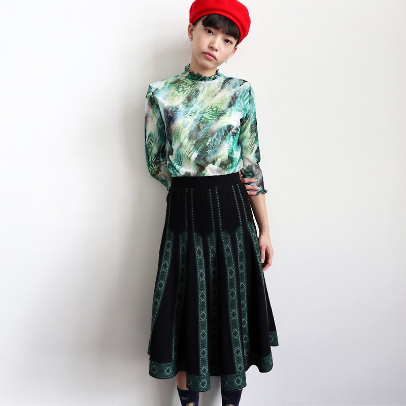 Pumpkin Vintage. Vintage totem wool skirt - Skirts - Wool Black