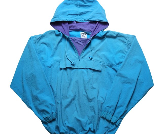 80s 90s GAP Taiwan's early water blue hooded jacket Anorak jacket