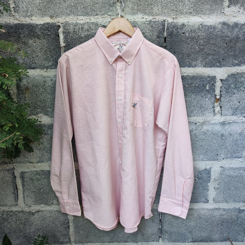Vintage 70s Hunter Brook Southern Classics Button Down Cotton Blend Shirt - 男襯衫/休閒襯衫 - 棉．麻 粉紅色