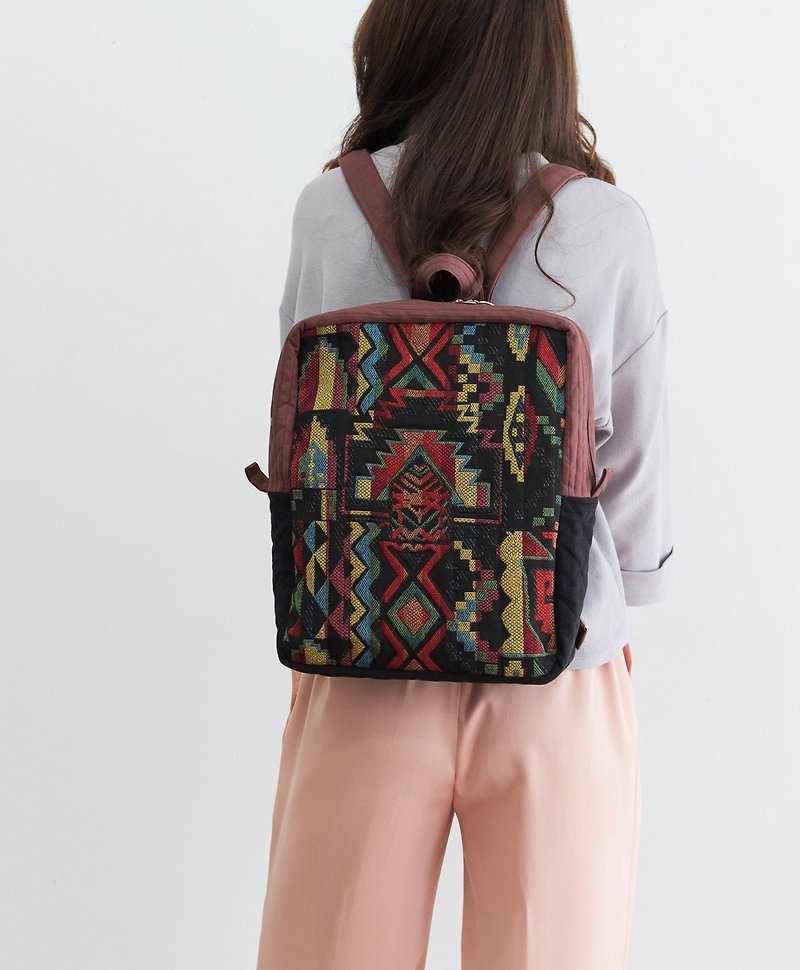 handmade womens backpack laptop bags  - Backpacks - Other Materials Multicolor
