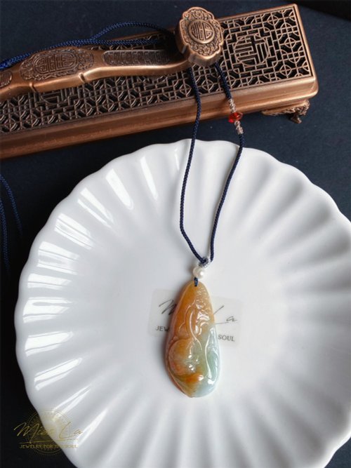 樂藏｜輕珠寶｜手作能量 緬甸玉翡翠 天然紅翡 手工雕 荷葉魚 翡翠 禮物 天然石 項鍊