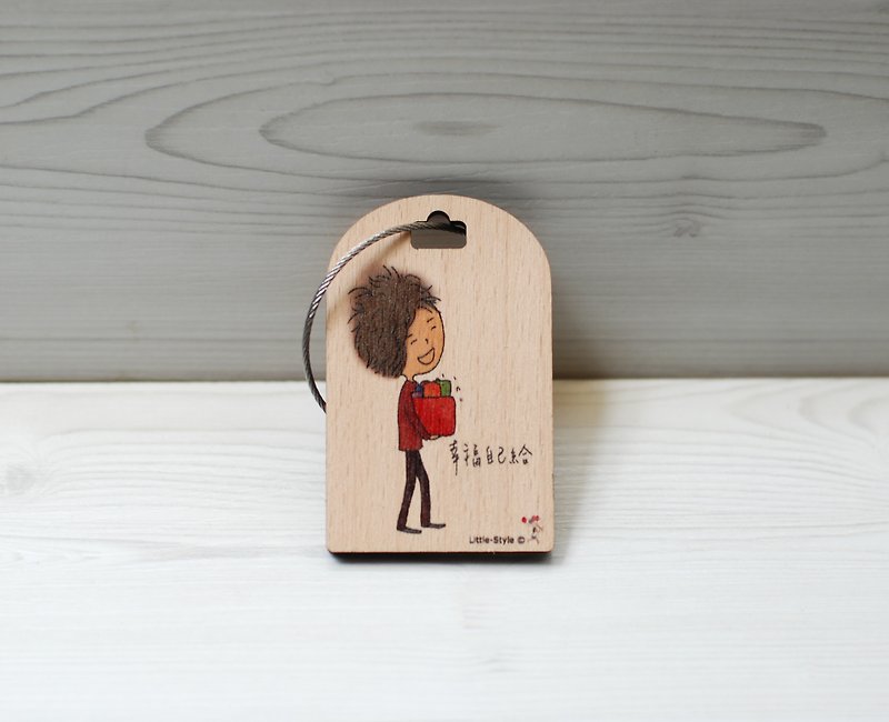 Luggage Tag-Give yourself happiness - Luggage Tags - Wood Brown