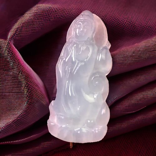 瓔珞翡翠 冰種翡翠合掌觀音菩薩項鍊 | 天然緬甸玉A貨翡翠 | 送禮