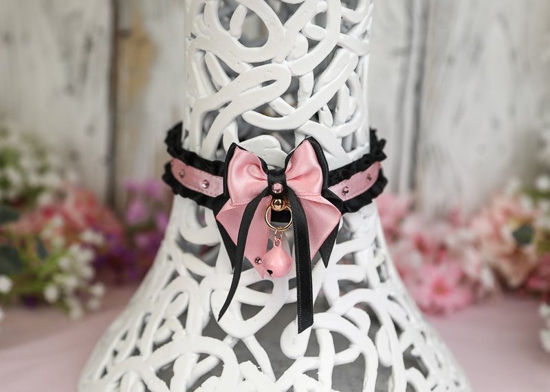 Black and Pink Kitten Collar - 髮圈/髮夾 - 塑膠 粉紅色