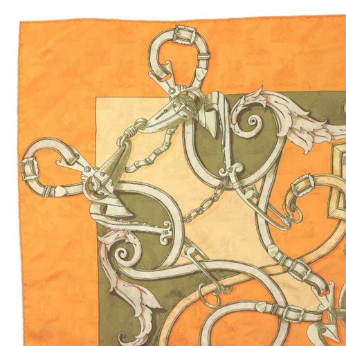 ★美品 HERMES スカーフ カレ90 帝王学 バヤデール エルメス カレ 90 帝王学 バヤデール オレンジ スカーフ - 01228