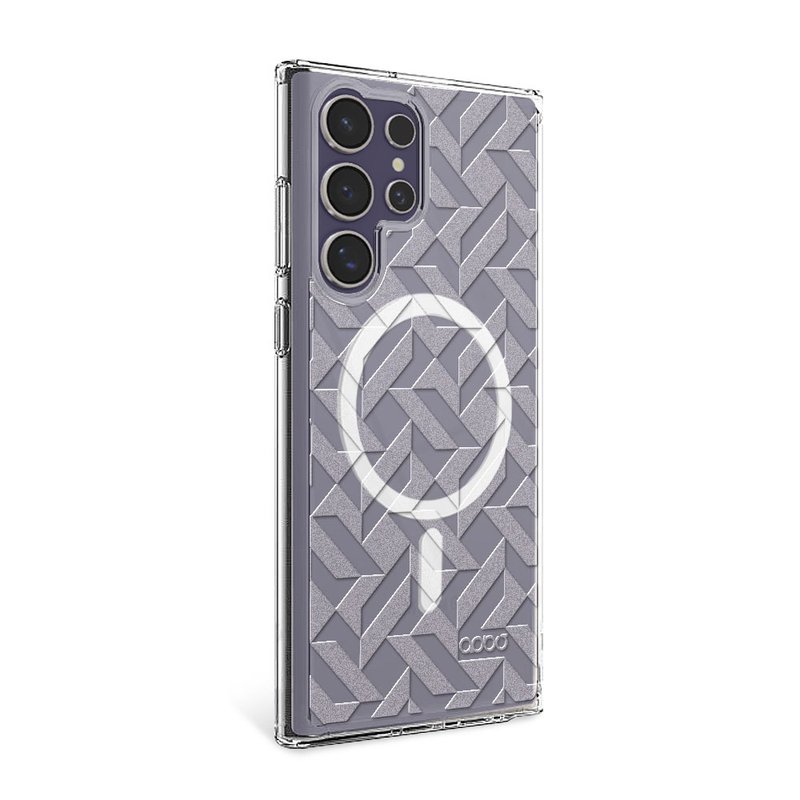 Samsung S25/S24/S23 series embossed light and thin military-standard anti-fall magnetic phone case-transparent geometry - Phone Cases - Other Materials Multicolor