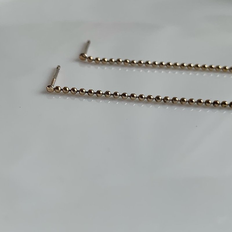 14kgf Ball chain earrings - Earrings & Clip-ons - Precious Metals Gold