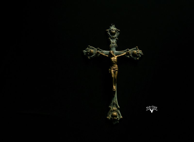 [Old Time OLD-TIME] Early European Copper Jesus Cross Ornaments - Items for Display - Other Materials 