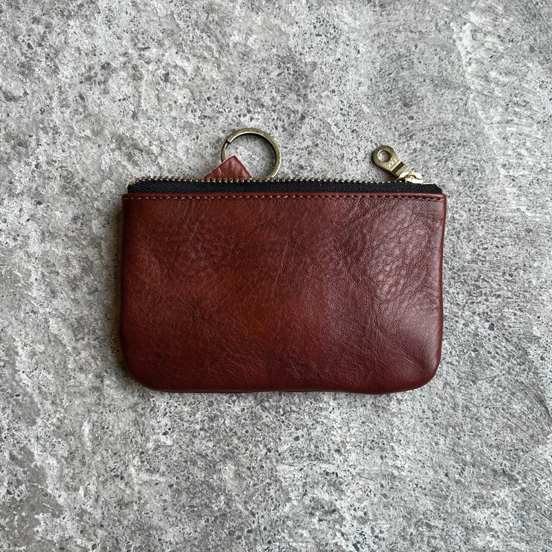 Key card holder - mahogany vegetable tanned cowhide can hold keys, change and cards [LBT Pro] - Keychains - Genuine Leather Brown