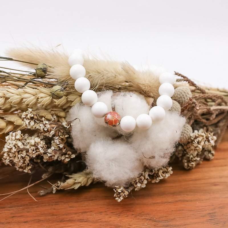 Snow Feather | Tridacna | Natural Stone Enamel Pendant - Bracelets - Gemstone Multicolor
