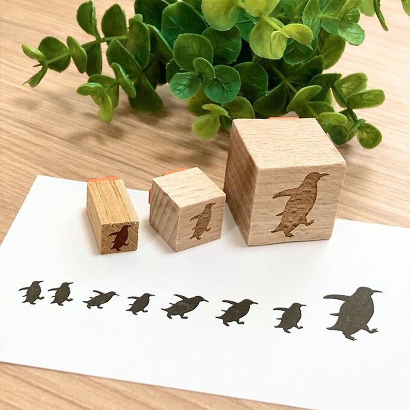 Penguins silhouette stamp 3 size set of large, medium and small - Stamps & Stamp Pads - Rubber Brown