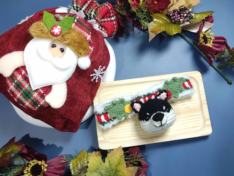 (Christmas Gift Box) Black and white Shiba Inu-Handmade Pet Collars | Crochet - Collars & Leashes - Cotton & Hemp Multicolor