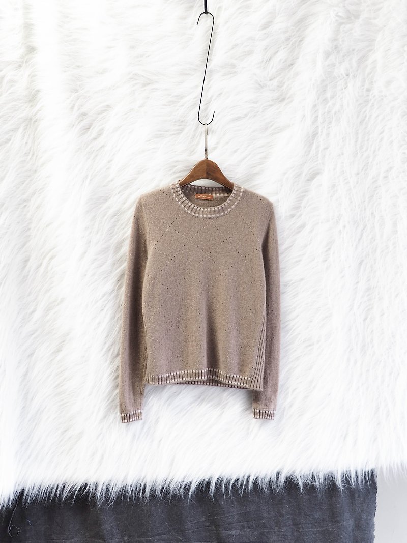 Fukushima Cappuccino Chocolate Afternoon Tea Antique Cashmere Cashmere Vintage Sweater Cashmere - Women's Sweaters - Wool Khaki