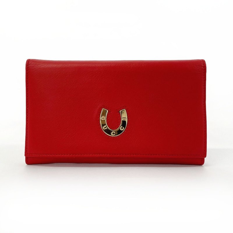 【日本直送 中古美品】グッチ GUCCI 長財布 二つ折り財布 がま口 035・6416・1720・0 ホースシュー レザー レッド ゴールド金具 ヴィンテージ - 皮夾/長短夾/錢包 - 真皮 紅色