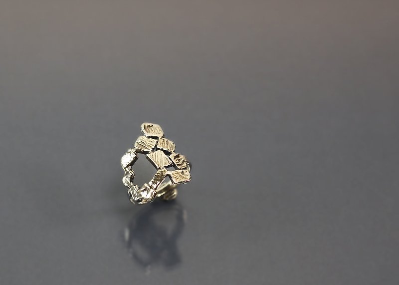 Texture series - square shape 925 Silver - แหวนทั่วไป - เงินแท้ สีนำ้ตาล