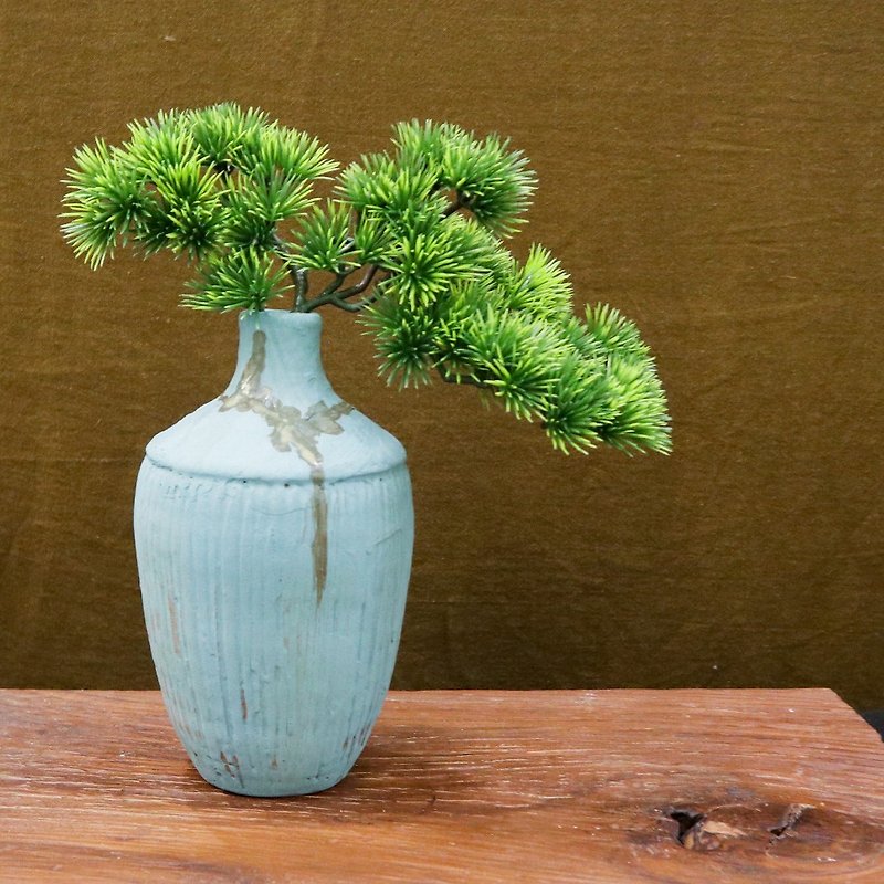 Songluo Tianqing 電気で焼いた手作りの創造的なティーマットの花の道具と装飾的な花瓶 - 花瓶・植木鉢 - 陶器 ブルー
