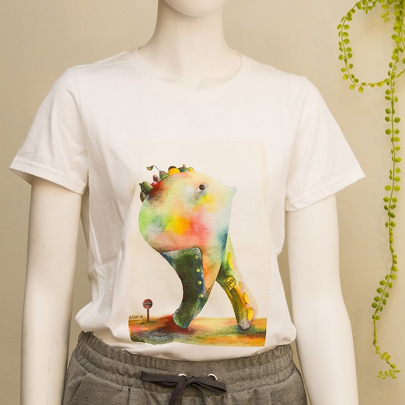 Hand-painted T-ShIRT/T-shirt - Women's T-Shirts - Cotton & Hemp White