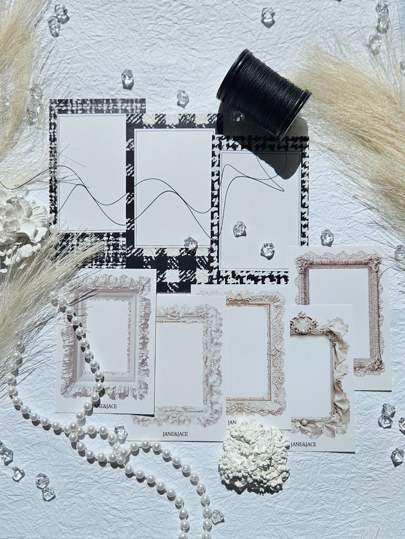 Tweed & Pure Lace Frill Frame Paper - 貼紙 - 紙 