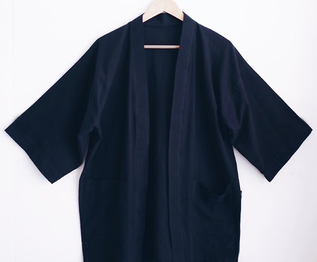 Egnet respektfuld Geologi Navy Blue Kimono Jacket - Shop Duangduan the dressmaker Men's Coats &  Jackets - Pinkoi