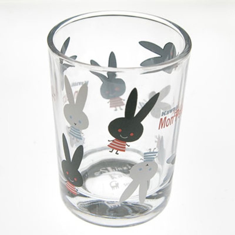 [] Shinji Kato Series MON PELUCHE cute black and white rabbit glass cups - Teapots & Teacups - Glass Transparent
