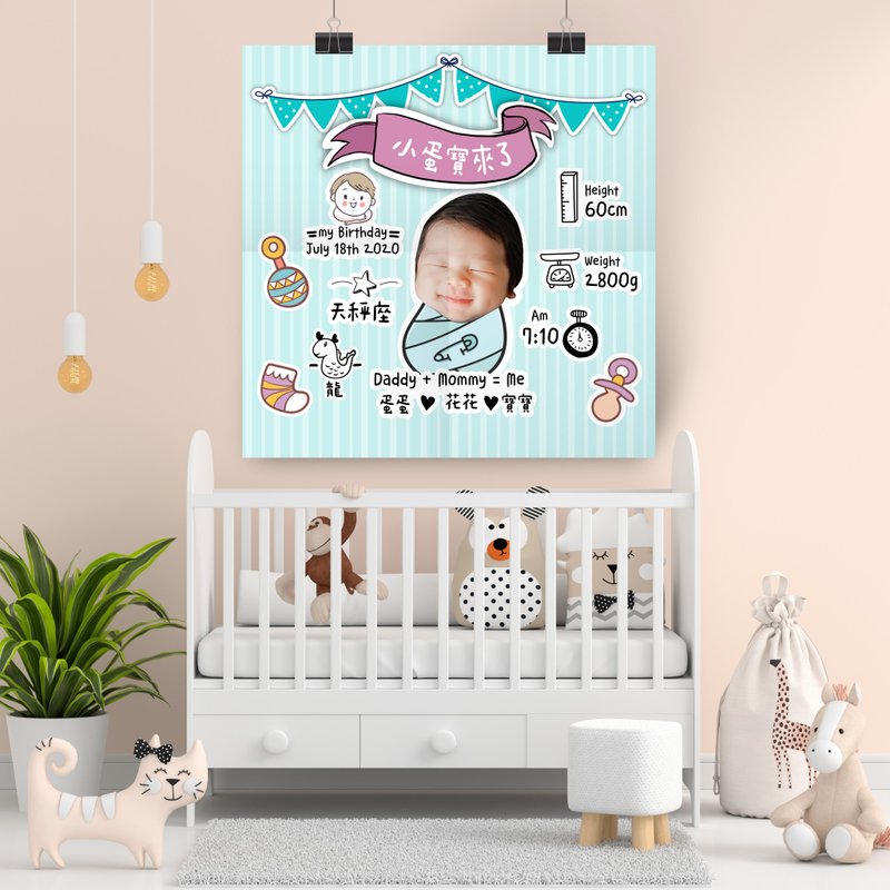 Baby's first birthday theme party birthday cloth hanging cloth poster_Birth - Other - Other Materials Blue