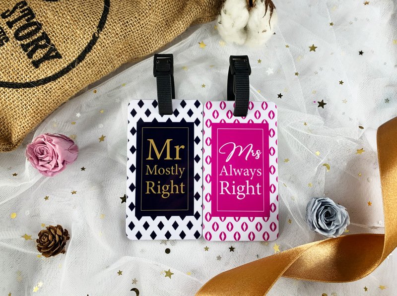 【愛情系列】Mr.Mrs.Right普普風行李吊牌套組/婚禮小物 - 行李吊牌 - 塑膠 白色