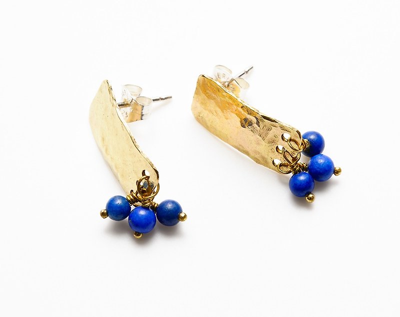 CP13 (lapis lazuli) - Earrings & Clip-ons - Other Metals Blue