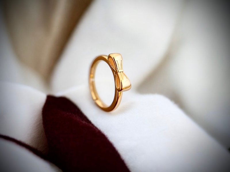 Cute three-dimensional bow, elegant and sweet ring ring - General Rings - Copper & Brass Gold