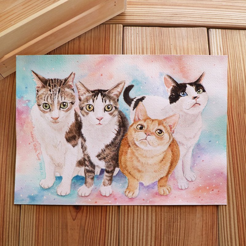 A4 custom hand-painted watercolor pet painting as a unique souvenir gift for your furry child - Customized Portraits - Paper 