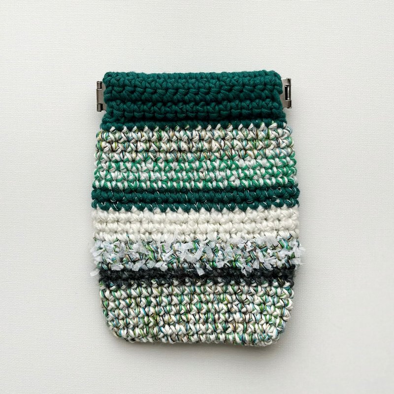 手作編織包/編織小包/零錢包/收納包 - 零錢包/小錢包 - 棉．麻 綠色