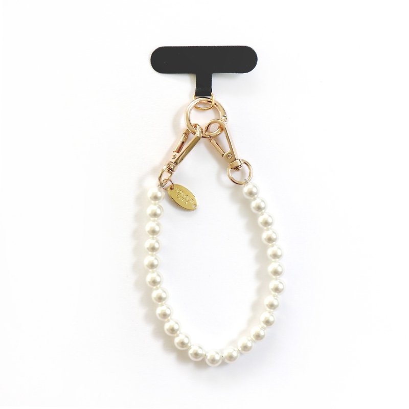 Purchase additional mobile phone lanyard accessories [Double-button Pearl Chain] - Phone Cases - Plastic Black