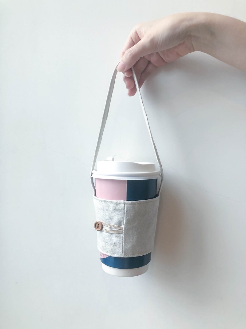 Germ cloth plain color environmental protection cup set - ถุงใส่กระติกนำ้ - ผ้าฝ้าย/ผ้าลินิน ขาว