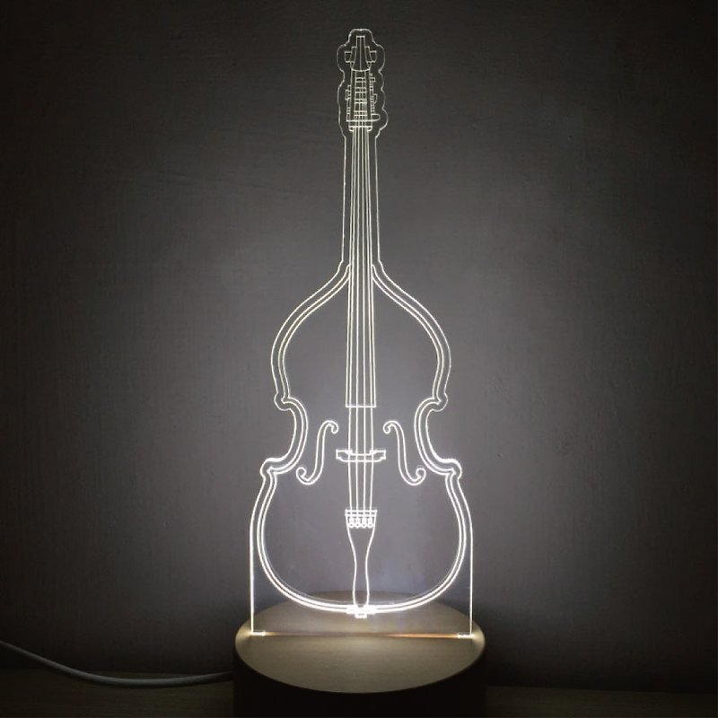 WD Log Night Light-Bass Cello Strings / Music / Night Light / MUSIC - โคมไฟ - ไม้ สีนำ้ตาล