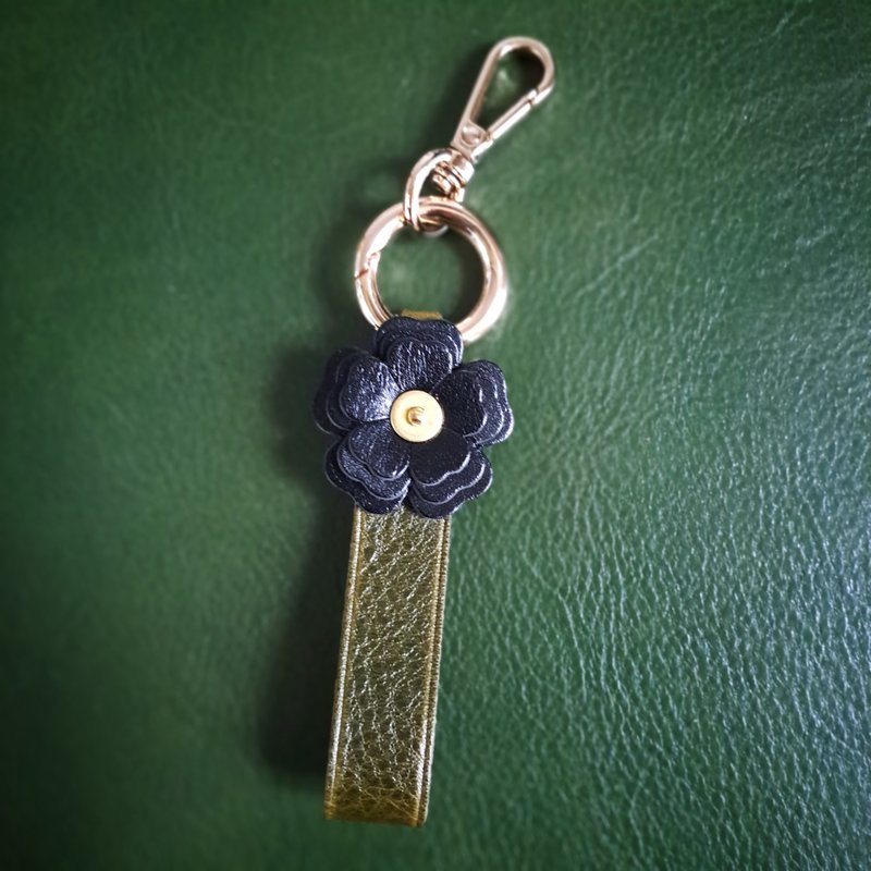 【花時間/靜謐】植鞣皮革鑰匙圈/吊飾【聖誕節禮物】 - 鑰匙圈/鑰匙包 - 真皮 