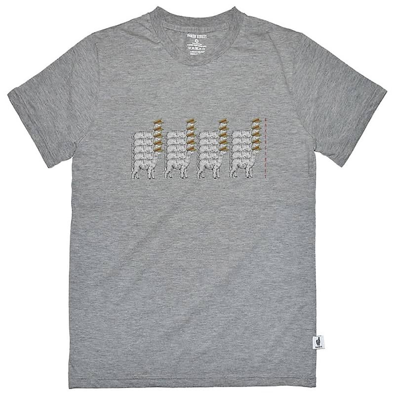 British Fashion Brand -Baker Street- Alpaca Parade Printed T-shirt - Men's T-Shirts & Tops - Cotton & Hemp Gray