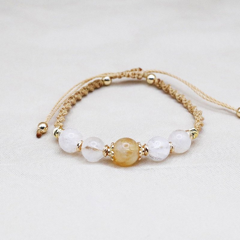 天然水晶 黃水晶+白水晶 編織手環 - 手鍊/手環 - 水晶 