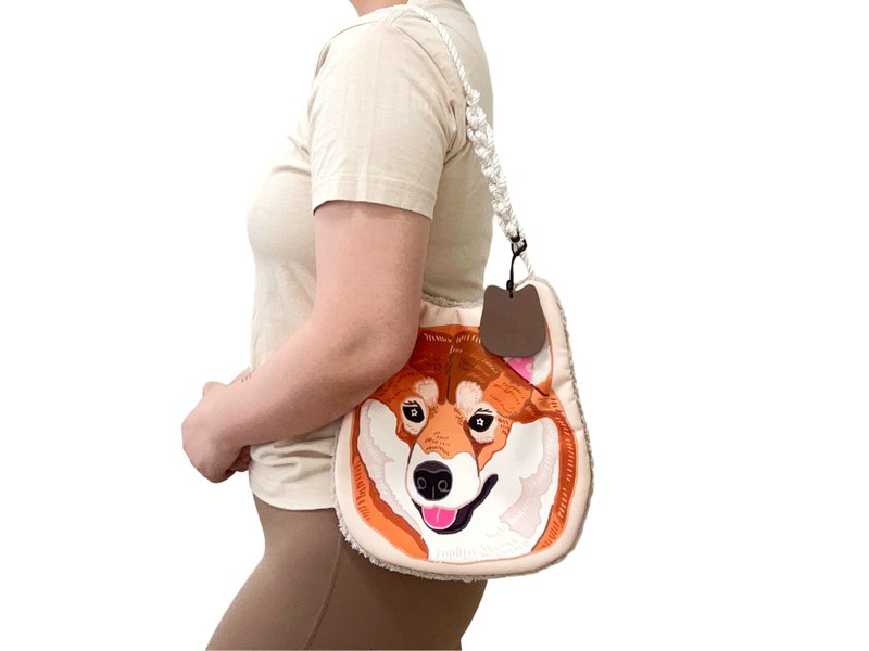 Limited spot original cooperation pet shoulder bag Shiba Inu dog face bag - Handbags & Totes - Other Materials 