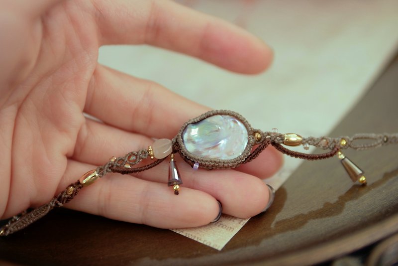 Bubble Crystal/Freshwater Seedless Pearl - Braided Bracelet - Bracelets - Pearl Brown
