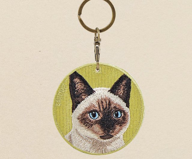 両面刺繍 横楕円形 猫(表裏色違い) NO.61 - 工芸品