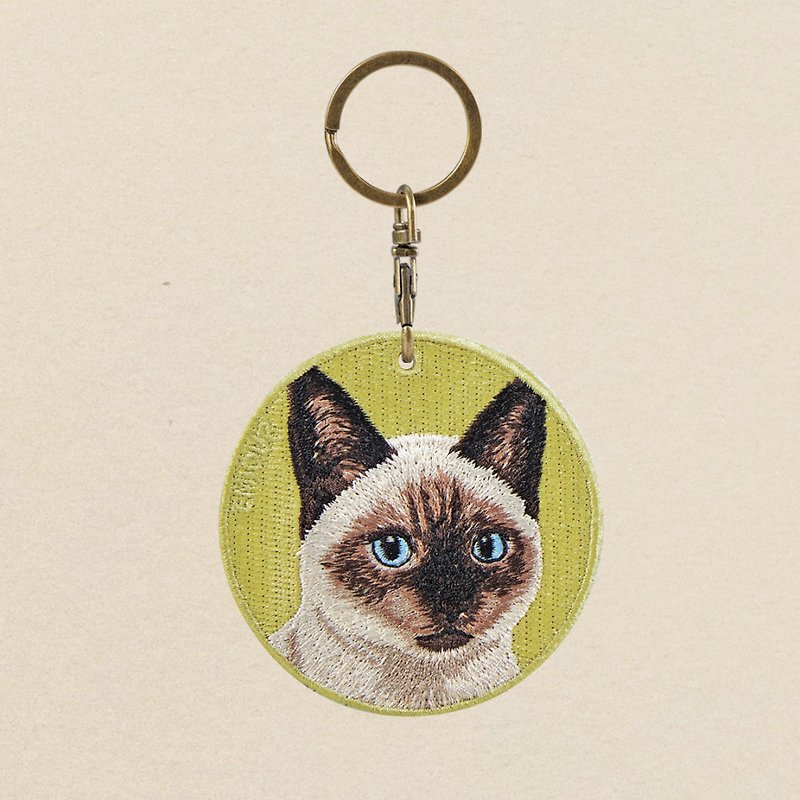 EMJOUR Double-sided Embroidered Charm - Siamese Cat | Realistic Embroidery - Charms - Thread Green