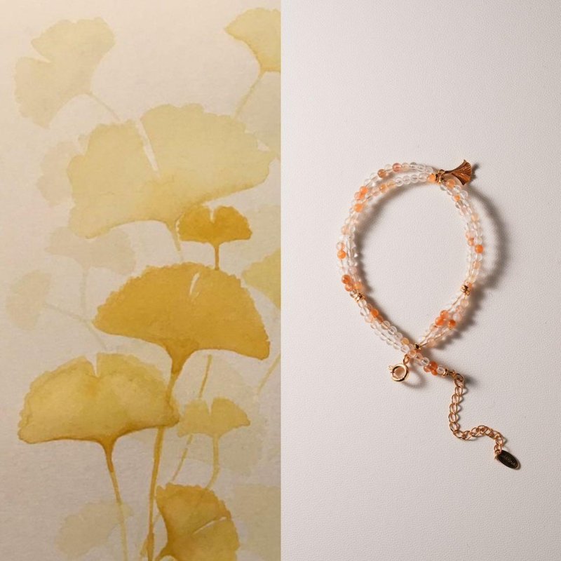 Original Apricot Charm Natural Yellow Gum Flower Bracelet - สร้อยข้อมือ - หยก สีเหลือง