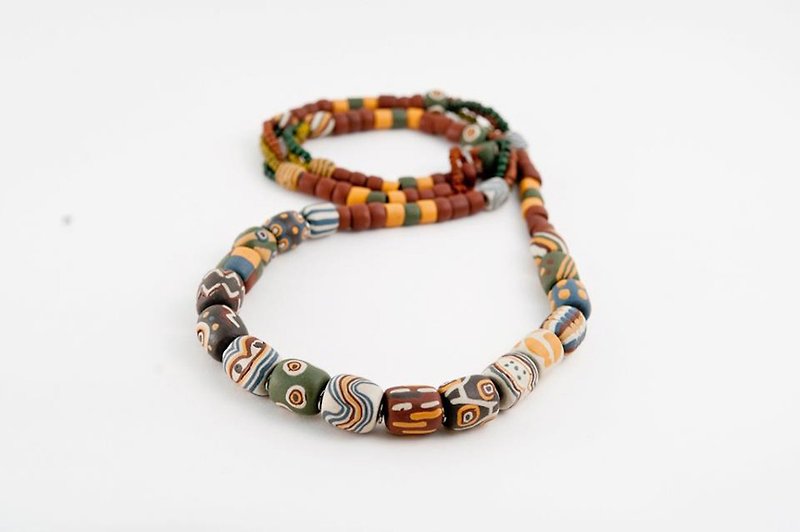 Bayi Workshop Handmade Paiwan Ceramic Beads Traditional 15 Bead Necklace - สร้อยคอ - วัสดุอื่นๆ หลากหลายสี
