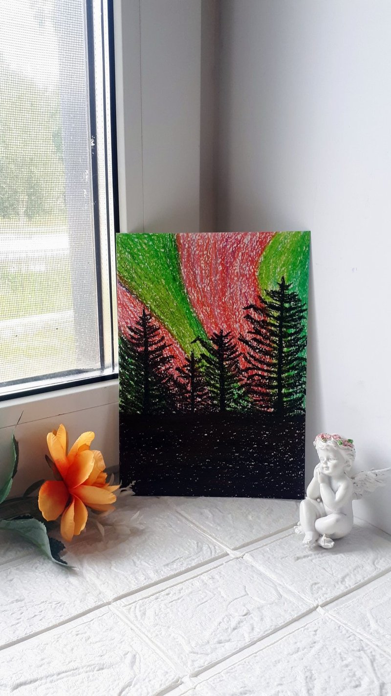 北極光北極光場景北方景觀藝術品 - 壁貼/牆壁裝飾 - 紙 多色
