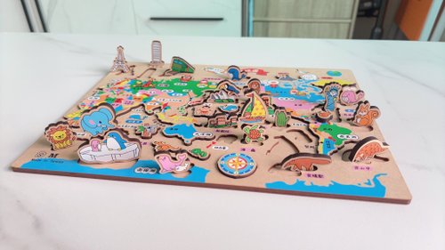 創翊家 3D積木拼圖 木製世界拼圖 MAP世界地圖 認識世界 認識亞洲