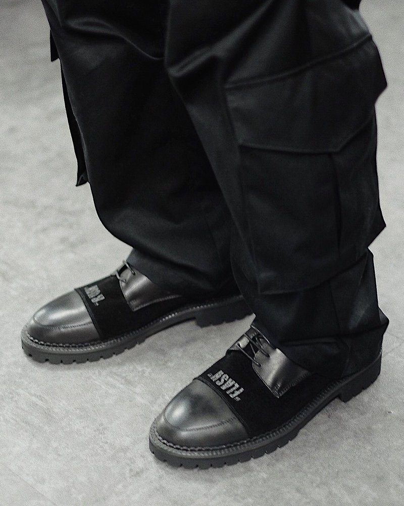 FLASH-RUSH Men's Derby - Men's Leather Shoes - Genuine Leather Black