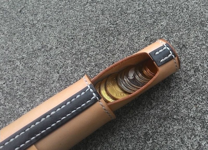 Grasp Ill-original color patented cylinder coin purse (no hook buckle) - กระเป๋าใส่เหรียญ - หนังแท้ สีส้ม